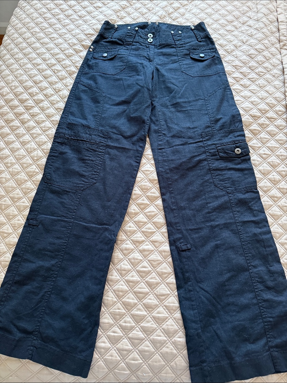 Woolworths Cargo Pants Black Women Size 6. Cotton /linen. - Picture 2 of 6
